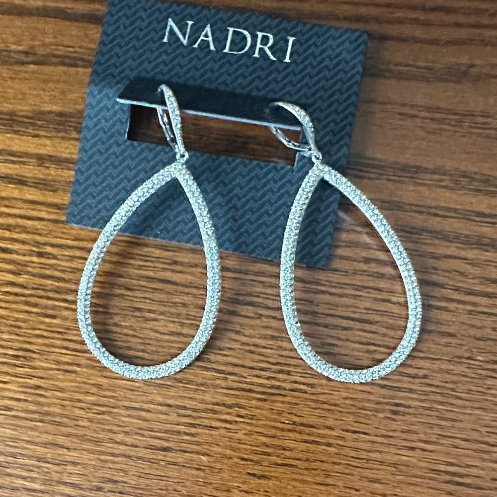 Nadri Sparkling Silver Open Teardrop Earrings